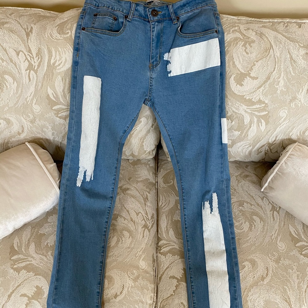 Liquor N' Poker Jeans with Paint Stripe